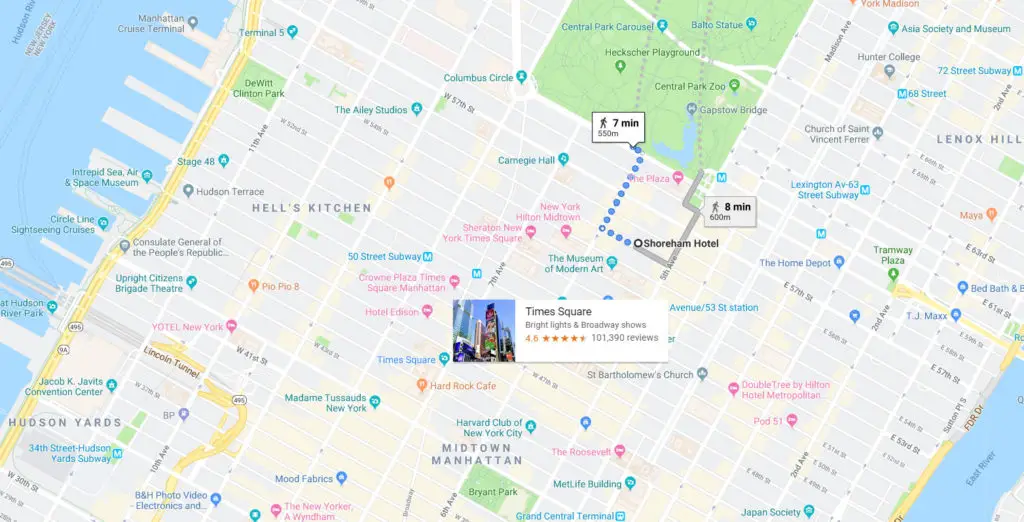  mejor hotel barato que acepta perros en Nueva York en Manhattan mapa